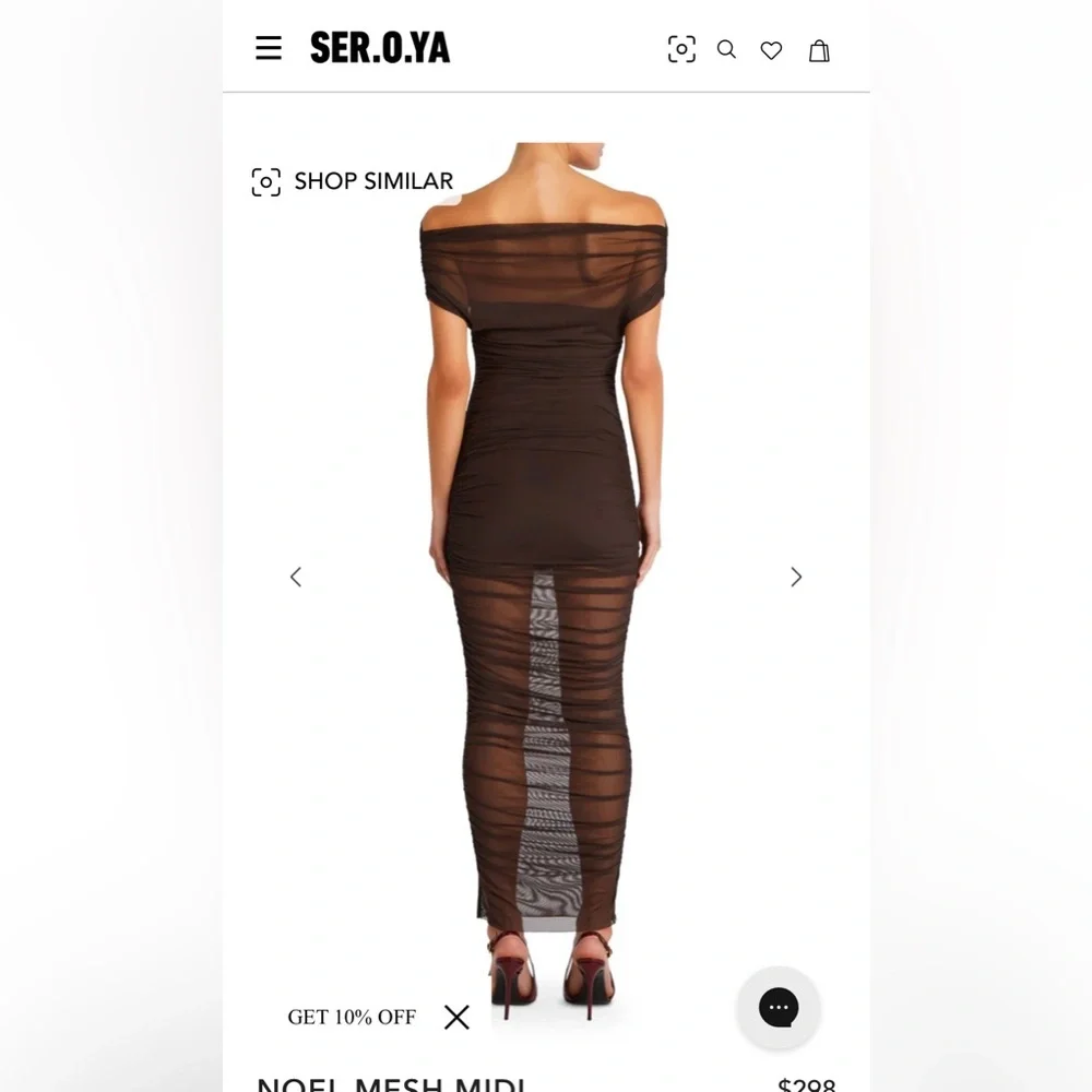 SER.O.YA Strapless Brown Mesh Dress - Picture 2 of 5